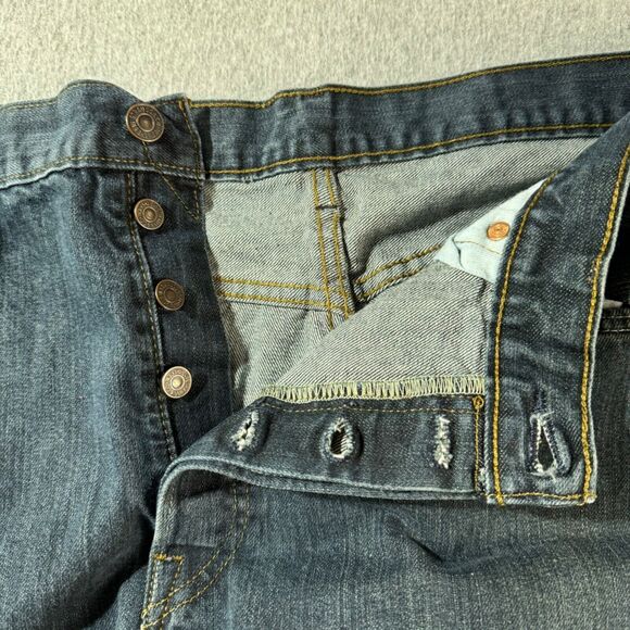 Levis Jeans Mens 36x32 Blue 501 Straight Button Fly American Dark Wash Denim - Picture 2 of 13